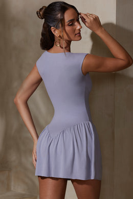 Cap Sleeve Layered A-Line Mini Dress in Lilac Grey