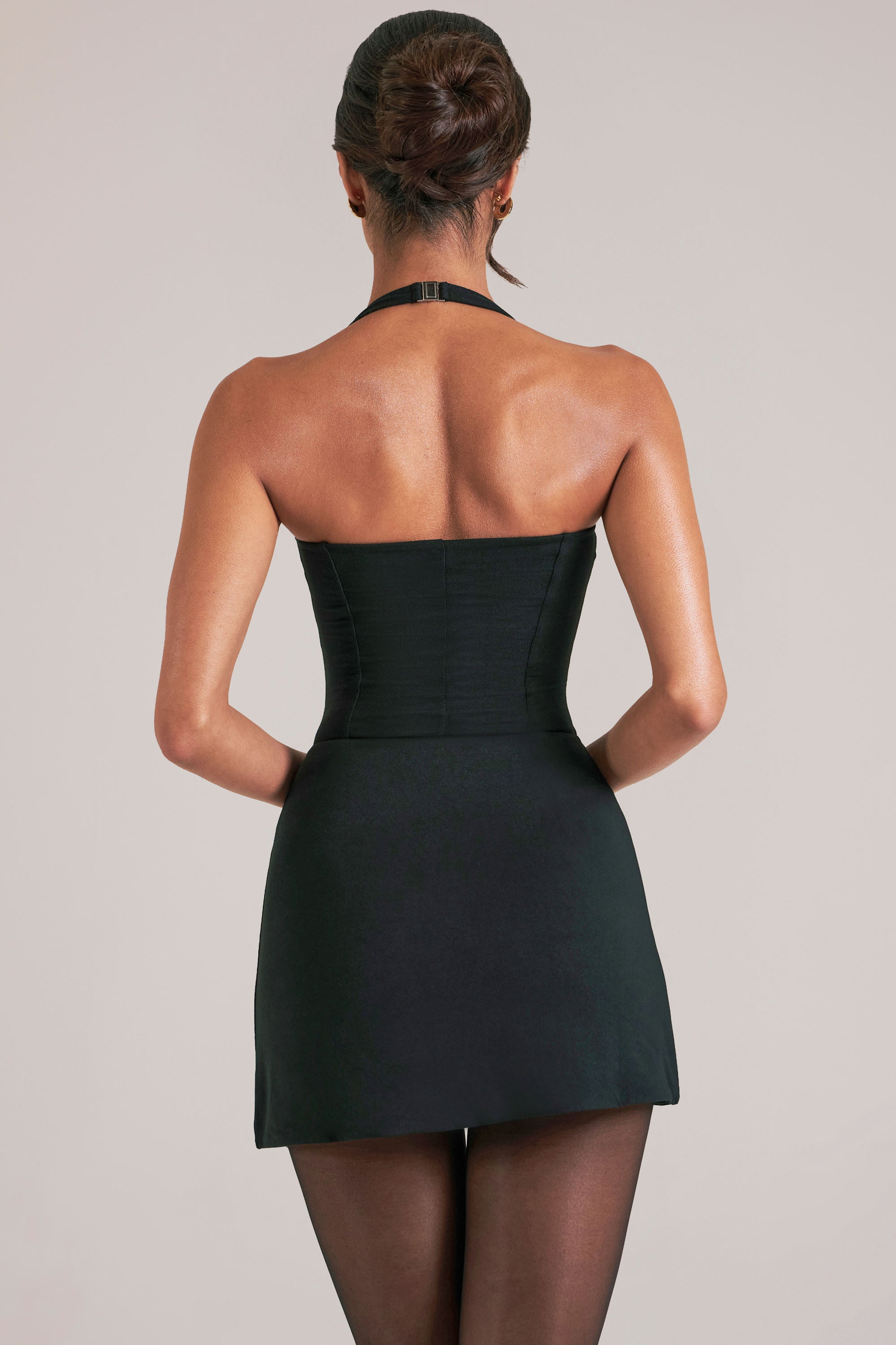 Mid Rise Bodycon Ultra Mini Skirt with Split in Black - 2
