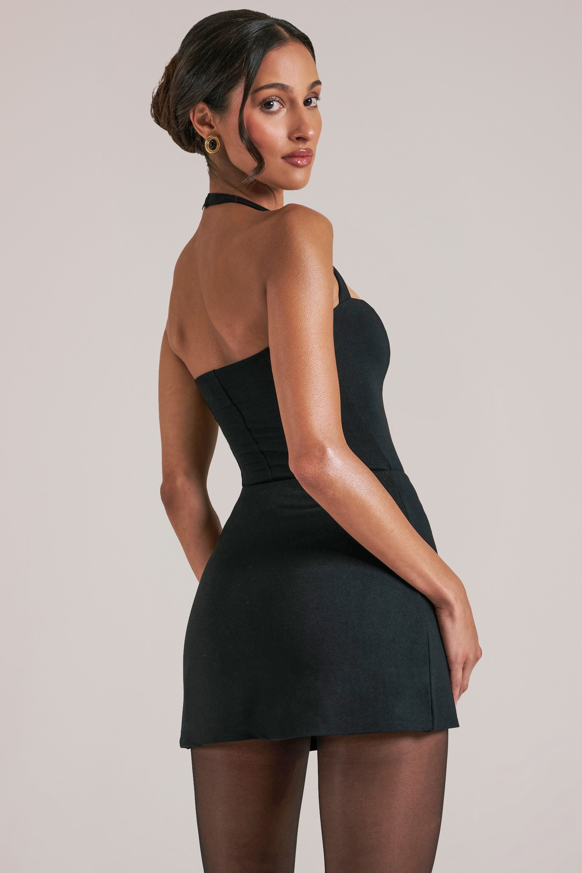 Mid-Rise Bodycon Ultra Mini Skirt with Split in Black
