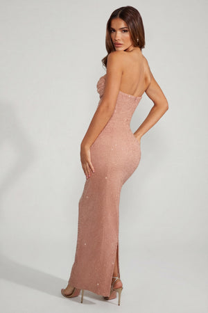 embellished maxi dress in caramel TARA BRAID MAXI