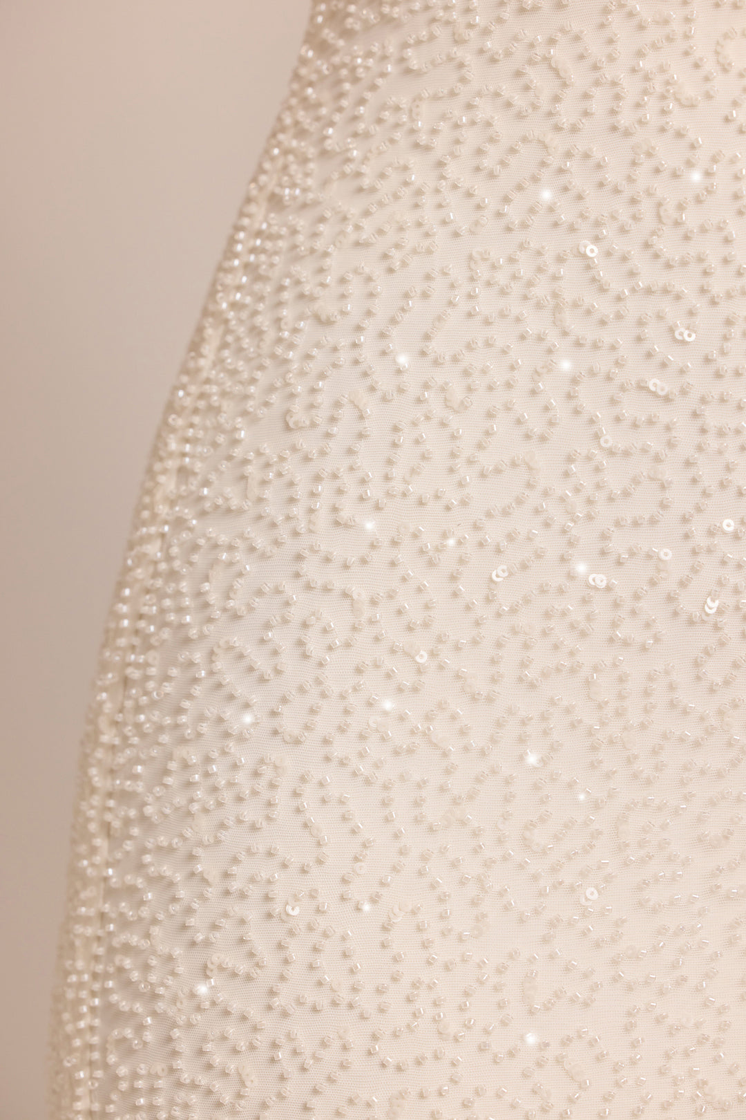 Embellished Square-Neck Mini Dress in Almond