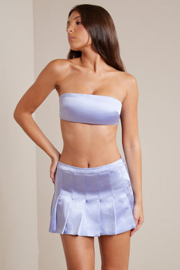 Satin Low-Rise Pleated Mini Skirt in Periwinkle