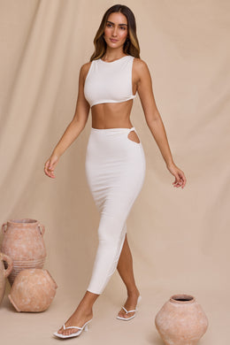 Spódnica maxi ze średnim stanem w kolorze białym