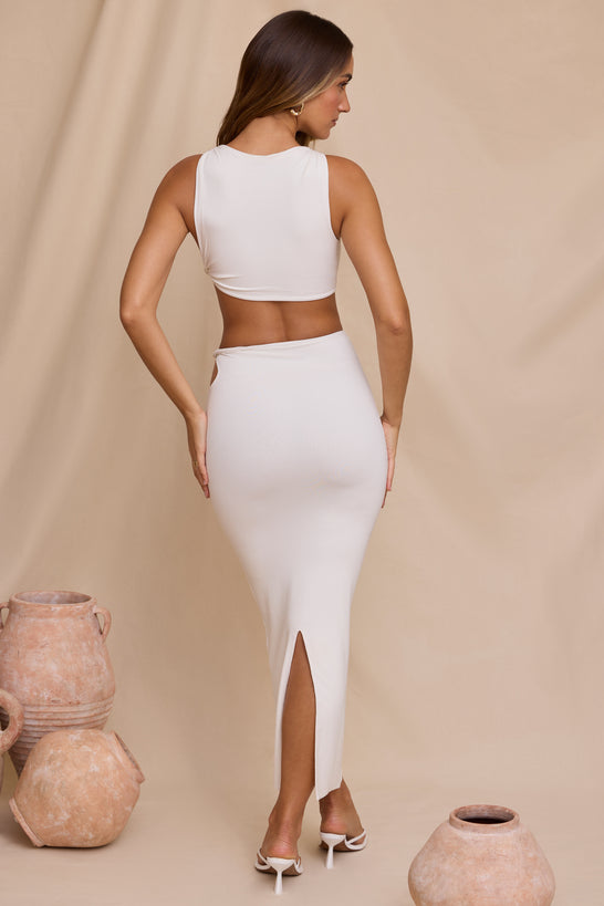 Spódnica maxi ze średnim stanem w kolorze białym
