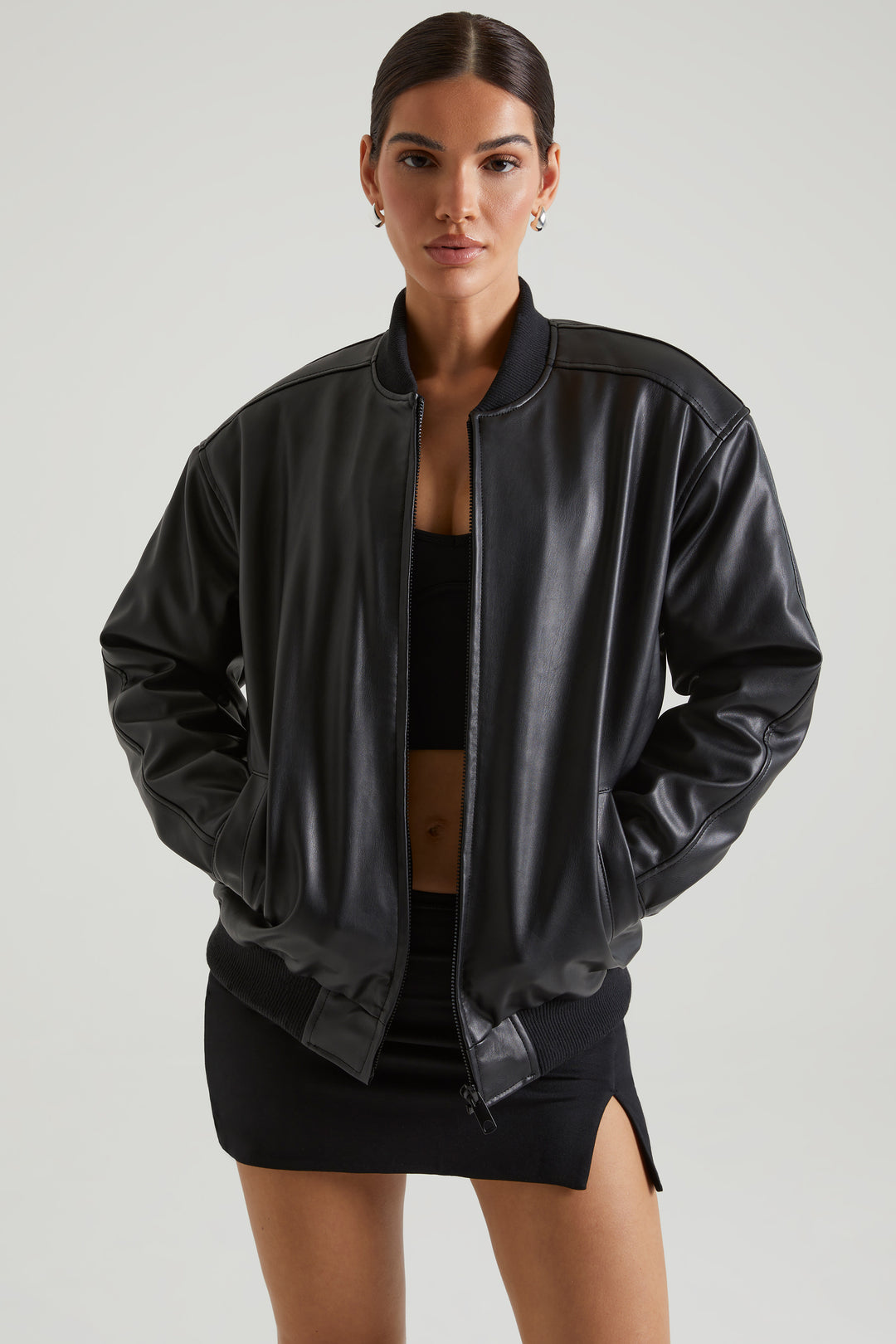Maple Faux Leather Jacket in Black Oh Polly