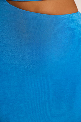 Textured Jersey Cut-Out A-Line Mini Dress in Cobalt Blue