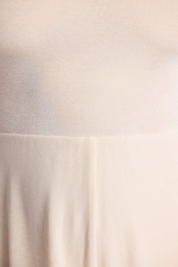 Combishort asymétrique en jersey texturé avec découpe dans le dos en ivoire