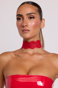 Lace Choker in Fire Red