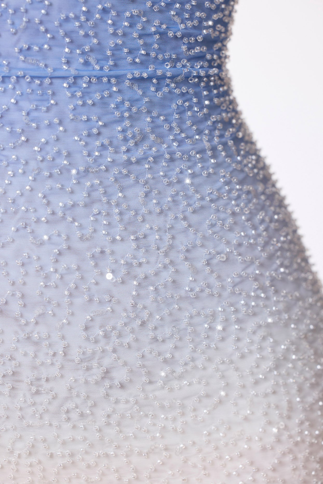 Embellished Strapless Mini Dress in Blue and White Ombré - 4