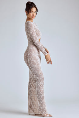 Lace Long Sleeve Maxi Dress in Ivory