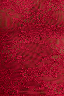 Koronkowy top z długim rękawem w kolorze wiśniowej czerwieni