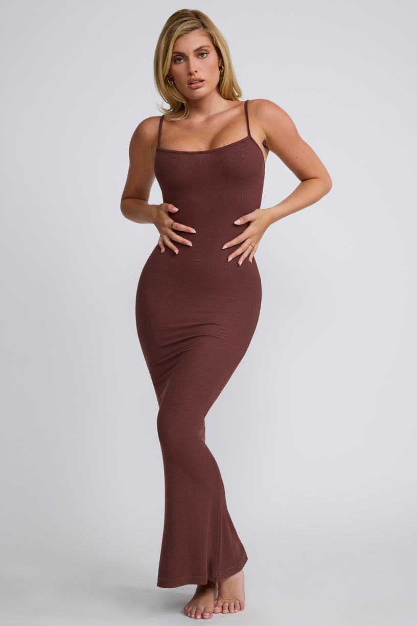 Modal Scoop-Neck Maxi Dress in Chocolate - 1