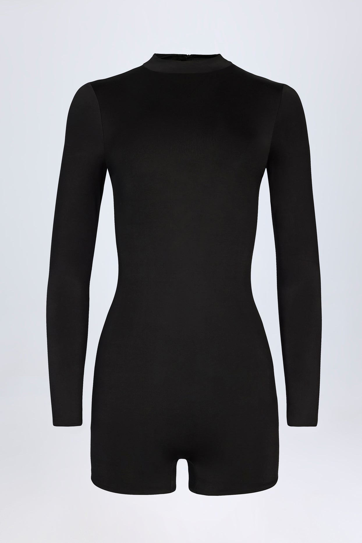 Slinky Jersey Long-Sleeve Playsuit in Black - 4