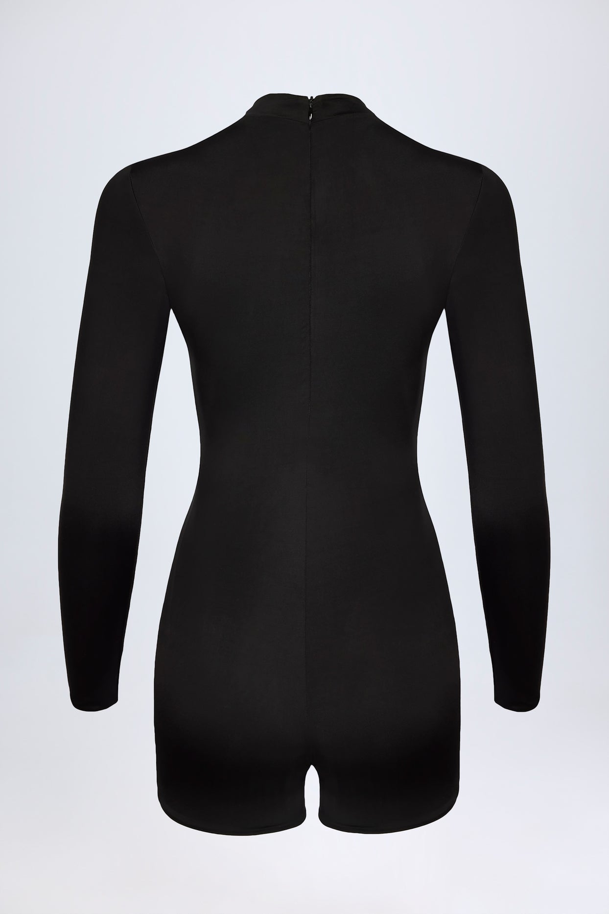 Slinky Jersey Long-Sleeve Playsuit in Black - 5