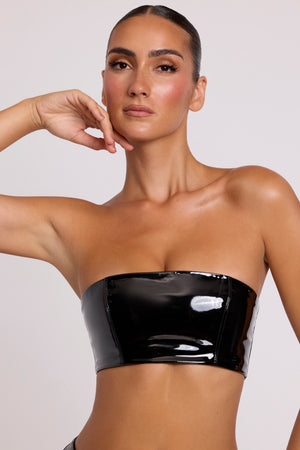 Vinyl Bandeau Bralette in Black