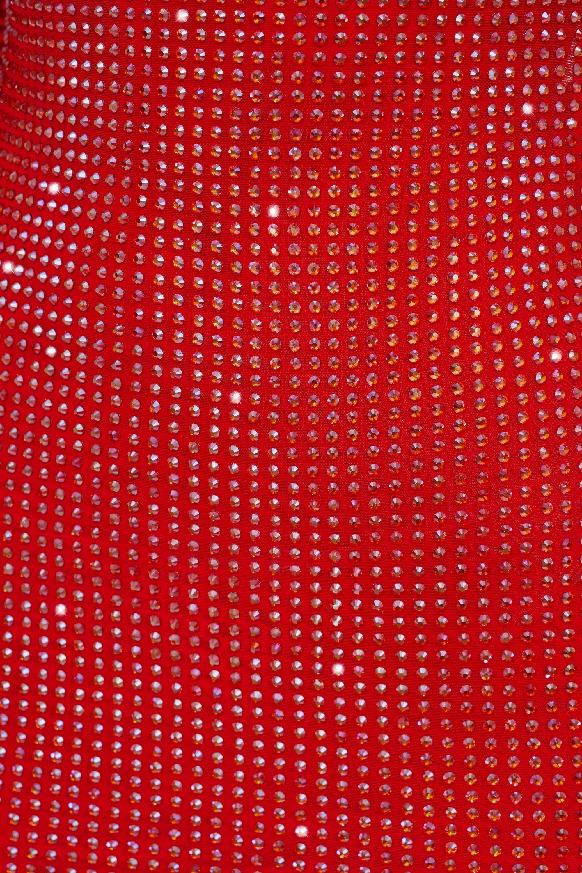 Embellished High Neck Backless Mini Dress in Fire Red