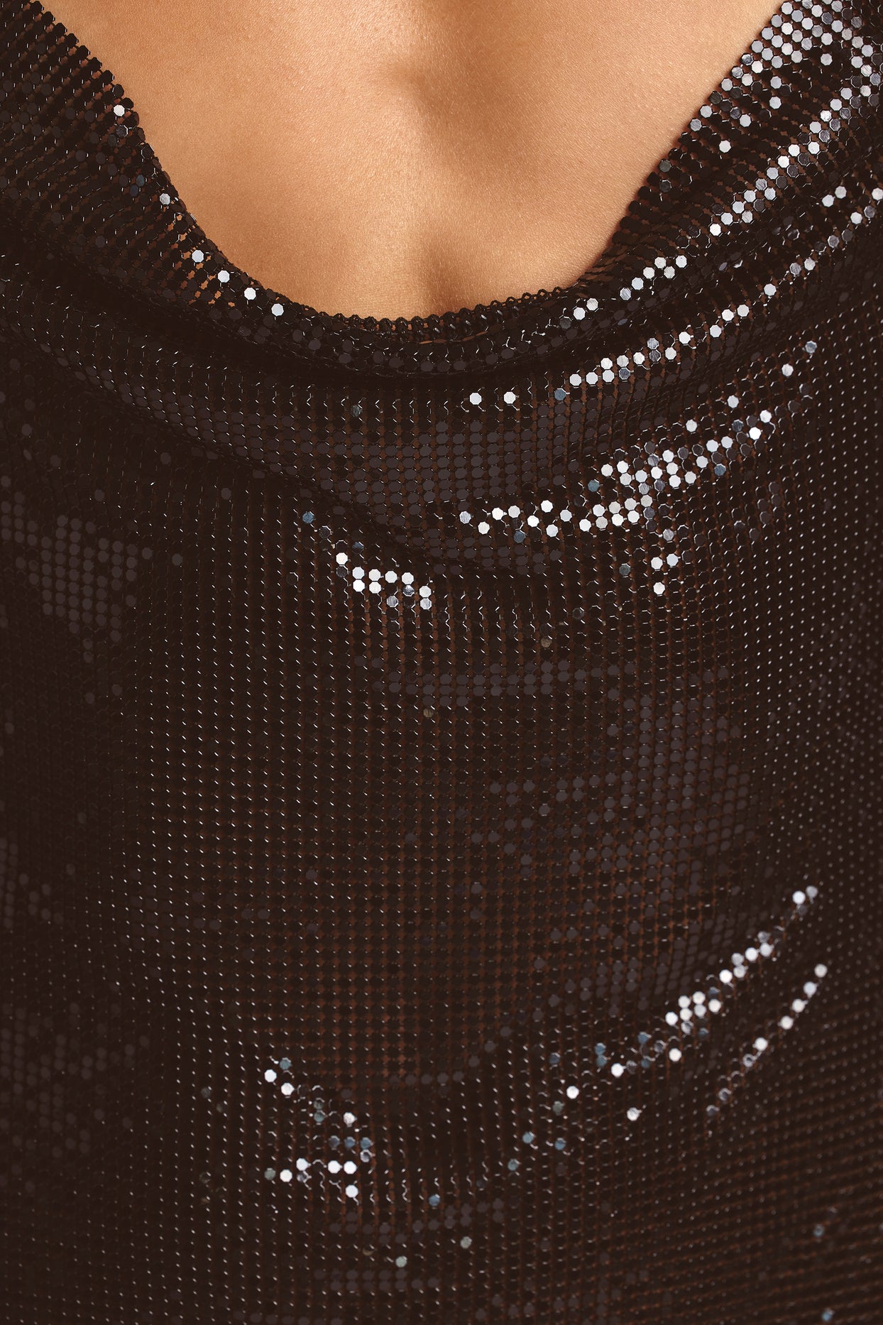 Vesper Premium Chainmail Side Frill Mini Dress in Black | Oh Polly