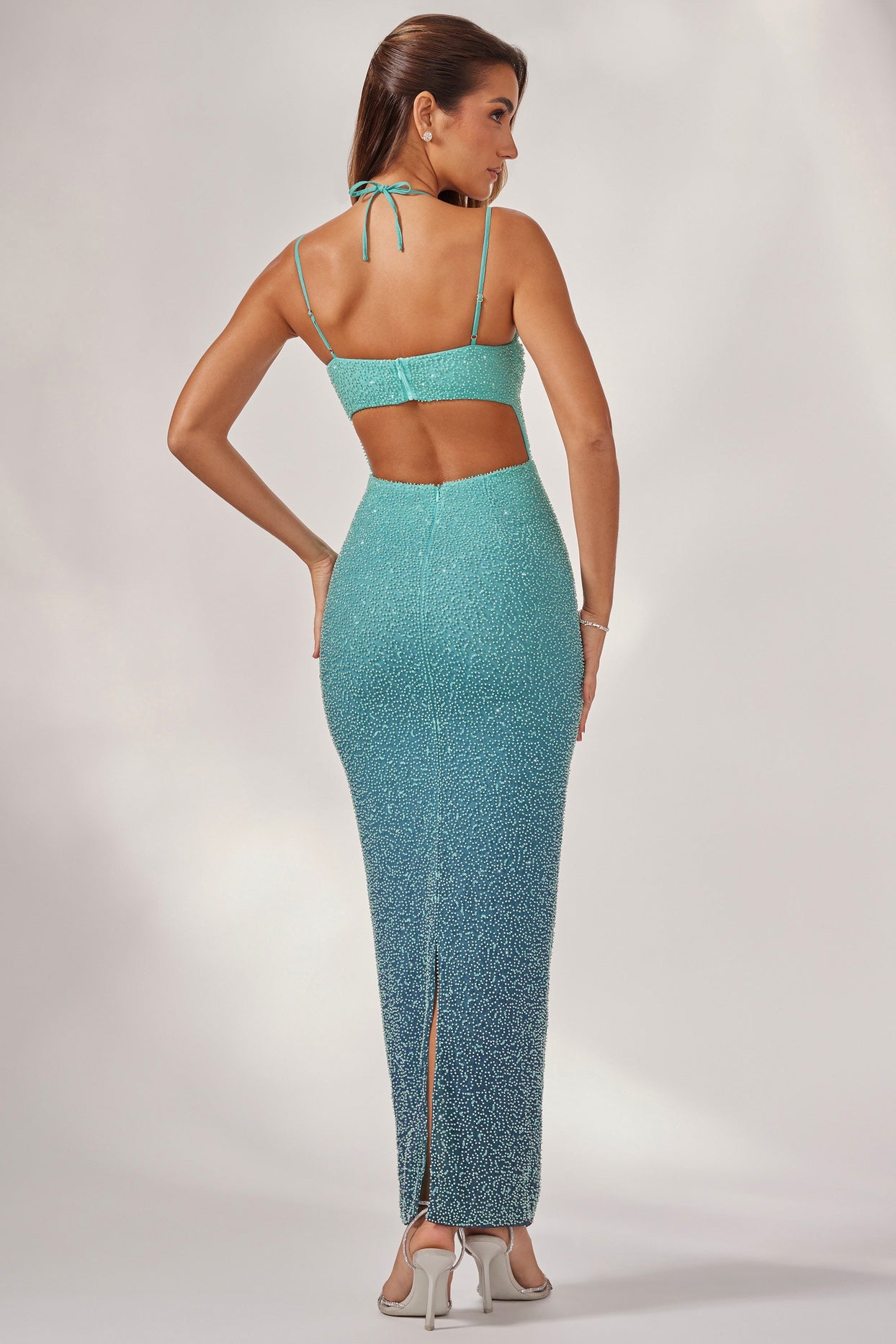 Embellished Maxi Dress in Blue Ombré - 2