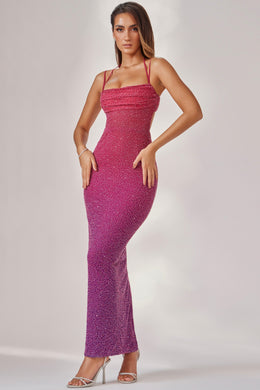 Zdobiona sukienka maxi w kolorze różowo-fioletowym Ombré
