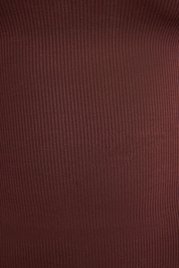 Prążkowana modalna spódnica maxi ze średnim stanem w kolorze czekolady