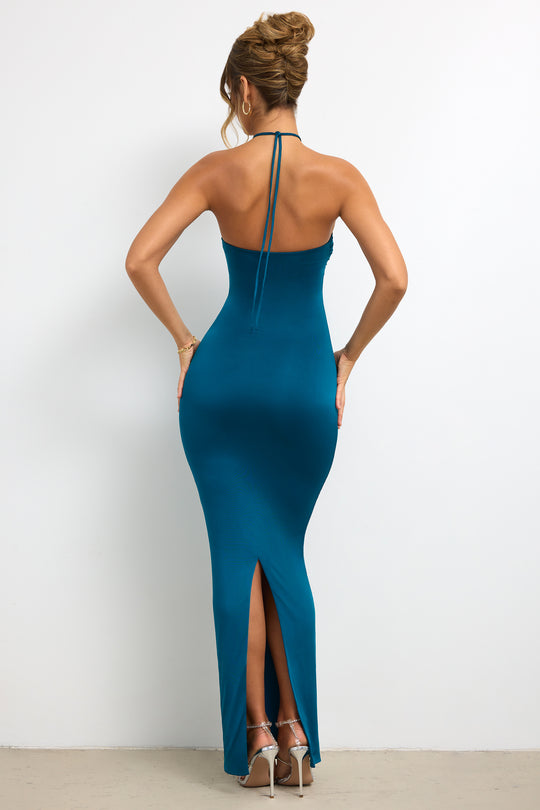 Green Bold Maxi Dress Party Elegance