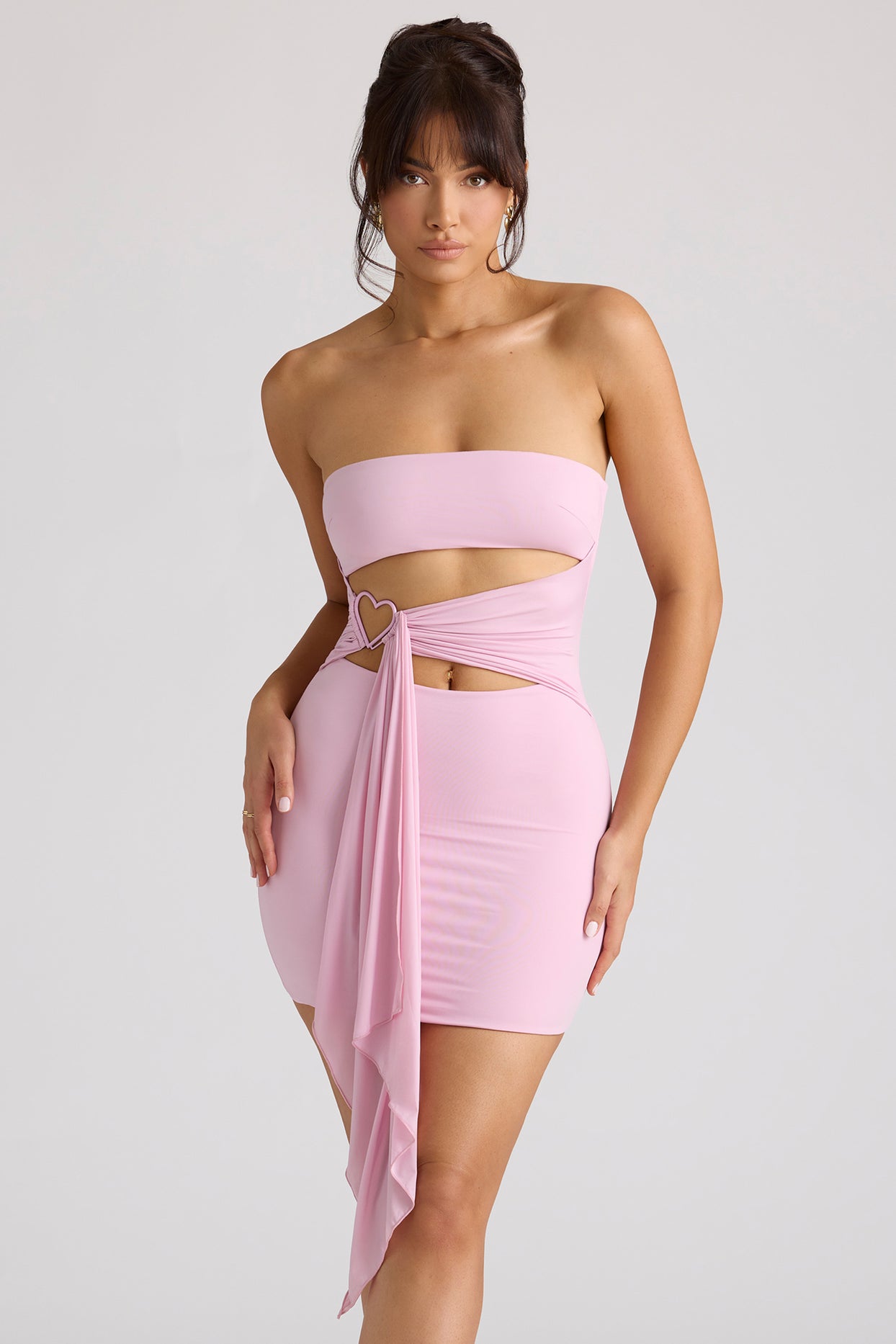 Bandeau Mini Dress in Soft Pink