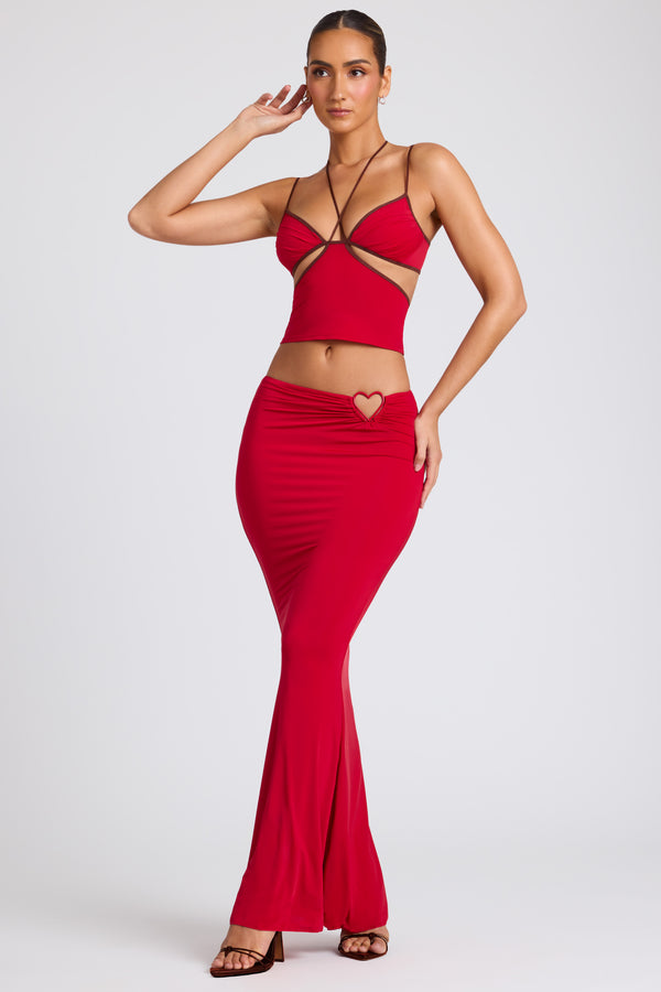 Mid Rise Maxi Skirt in Fire Red - 1