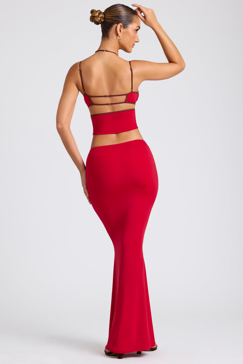 Mid Rise Maxi Skirt in Fire Red - 2