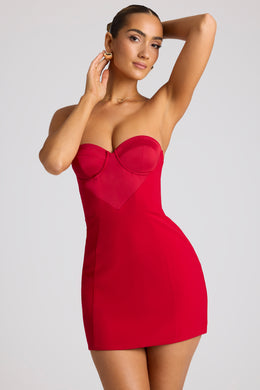 Strapless A-Line Mini Dress in Fire Red