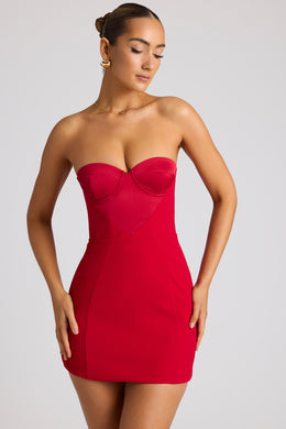 Strapless A-Line Mini Dress in Fire Red