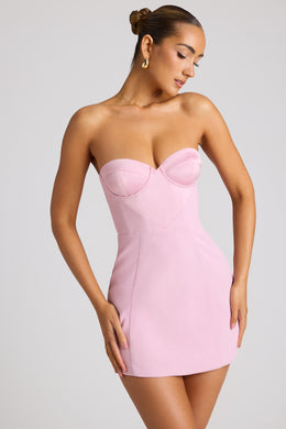 Mini-robe trapèze sans bretelles en rose tendre