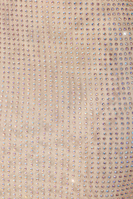 Zdobiona gorsetowa suknia wieczorowa typu fishtail w kolorze szampańskim