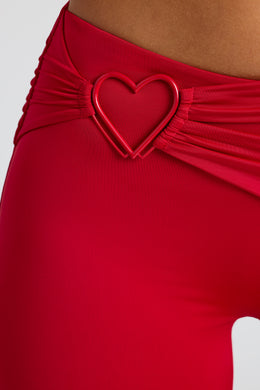 Drobne, drapowane spodnie z prostymi nogawkami w kolorze ognistej czerwieni