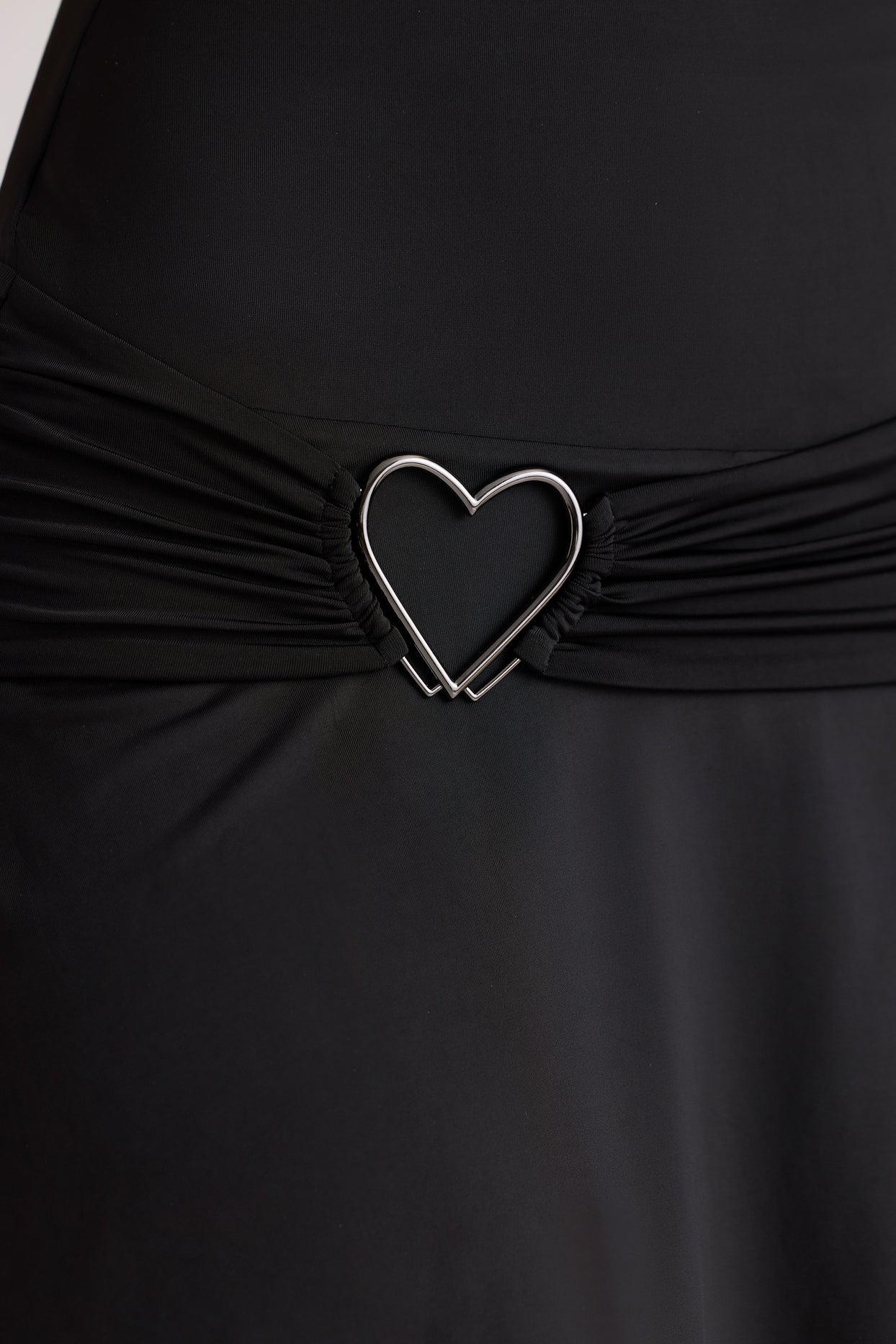 Heart Detail Cowl Neck Mini Dress in Black