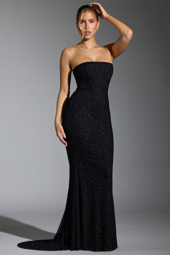 FORTE BLACK STRUCTURED COLLAR GOWN WITH INBUILT BRA main image 0