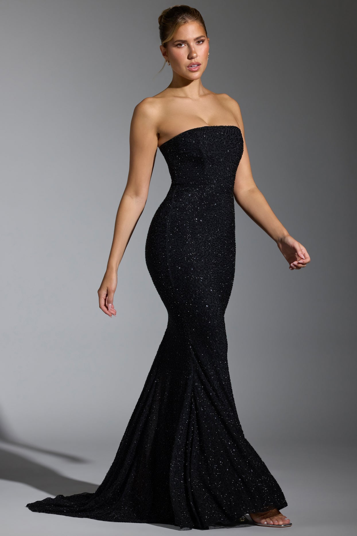 Embellished Corset Gown in Black