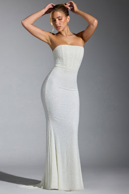 Embellished Corset Gown in White