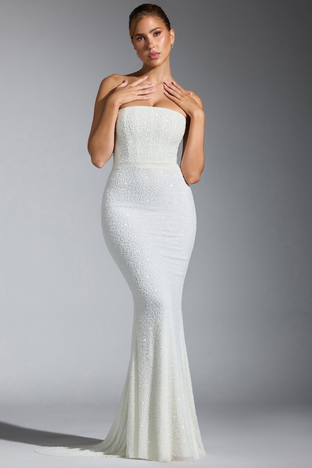Embellished Corset Gown in White
