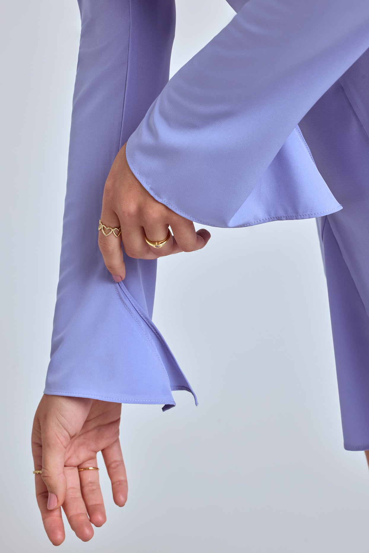 Long Sleeve Godet Mini Dress in Blue Lavender - 6