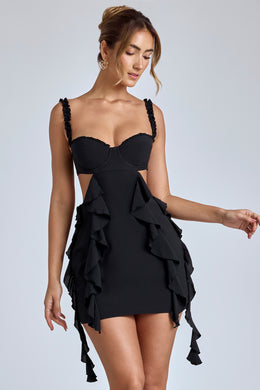 Sukienka mini z falbanami w kolorze czarnym