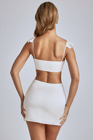 textured jersey cut-out a-line mini dress in ivory Azzurra Textured Jersey Cut-Out A-Line Mini Dress in Ivory