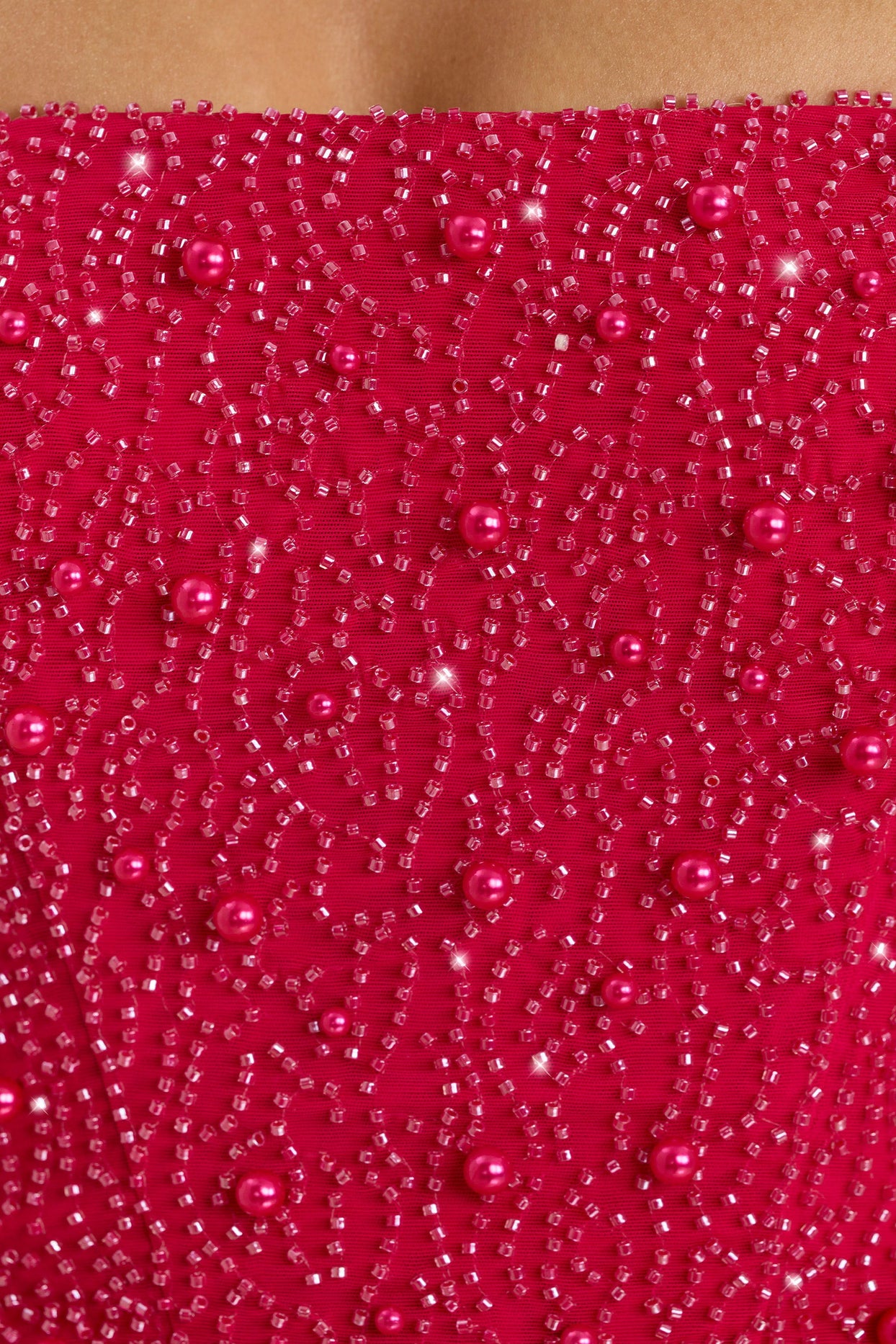 Strapless Corset Crop Top in Hot Pink