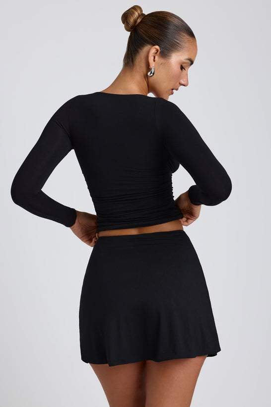 Mini-jupe trapèze en modal, noire