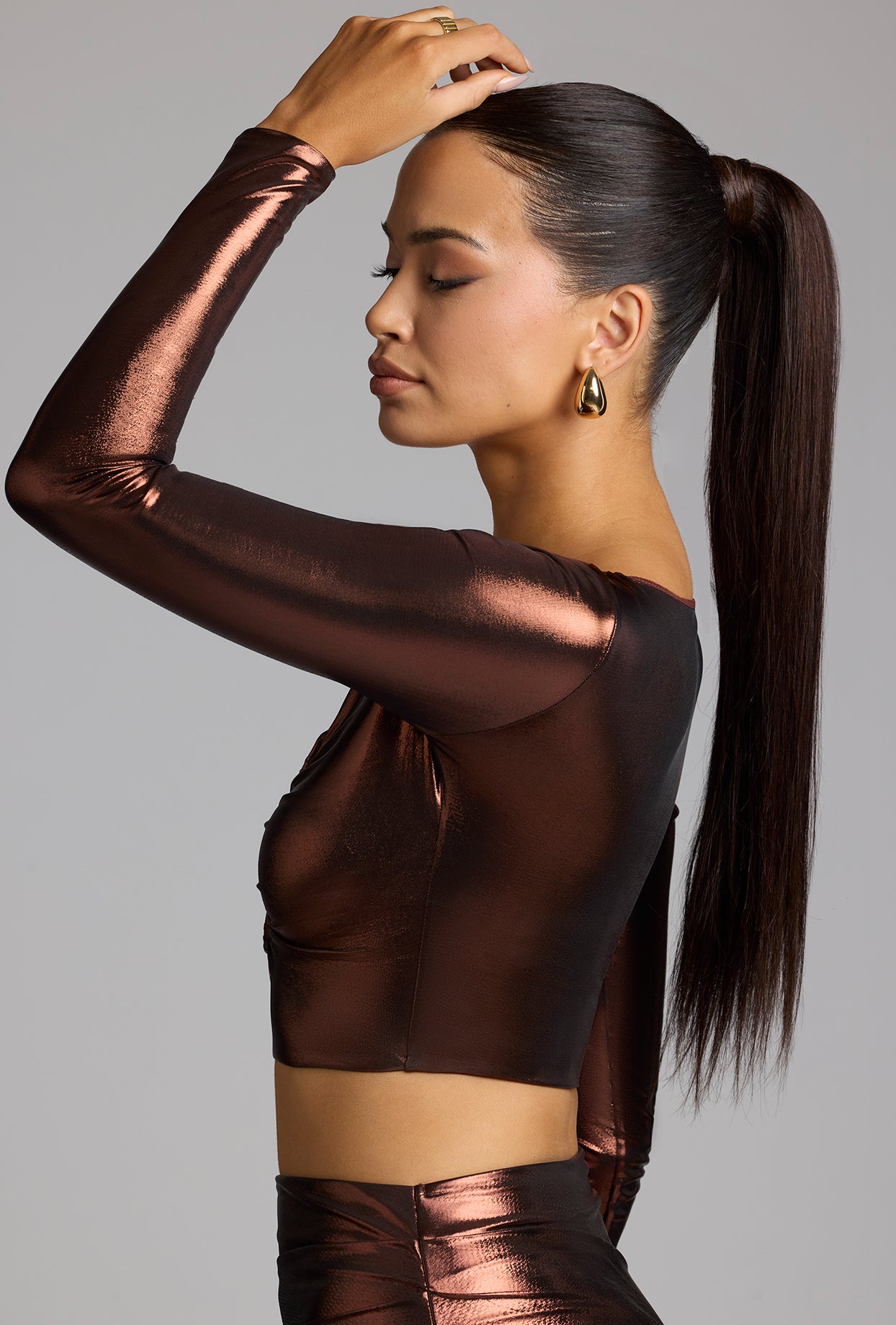 METALLIC BRONZE CROP TOP