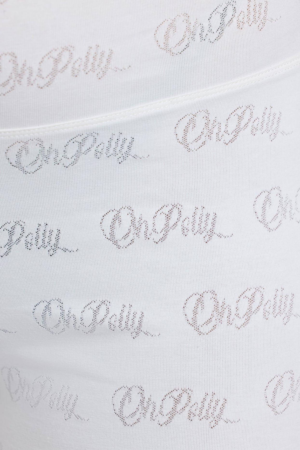 Mid Rise Straight Leg Pointelle Trousers in White - 4