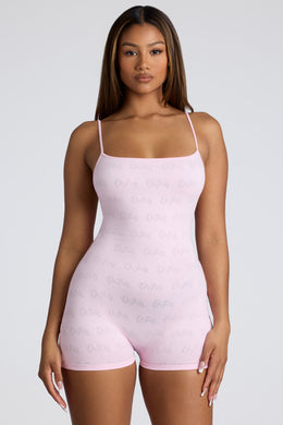 Strappy Low Back Pointelle Romper in Baby Pink