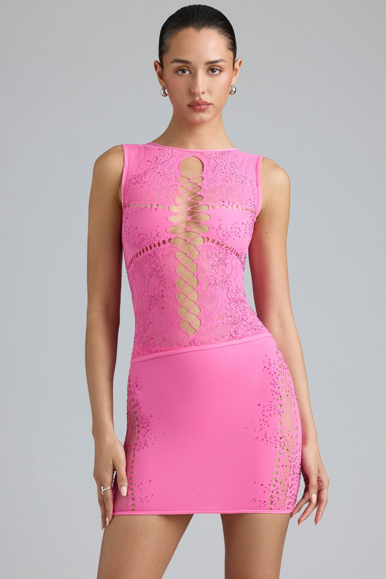 Embellished Mid-Rise Mini Skirt in Bubblegum Pink - 11
