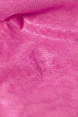 Metaliczne body z dekoltem wiązanym na szyi w kolorze gumy balonowej