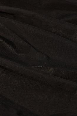 Petite - Pantalon évasé taille basse à volants métallisés en noir