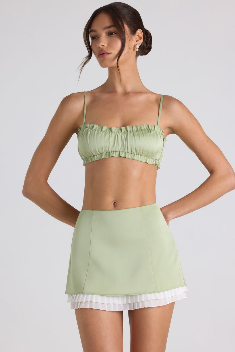 Layered Mid-Rise Mini Skirt in Spring Green - 1